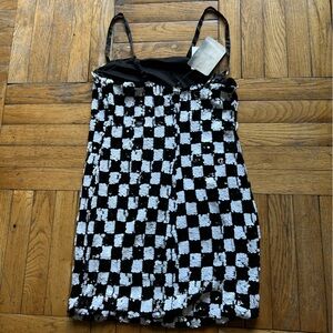NWT CHECKERED SEQUIN DRESS - size medium